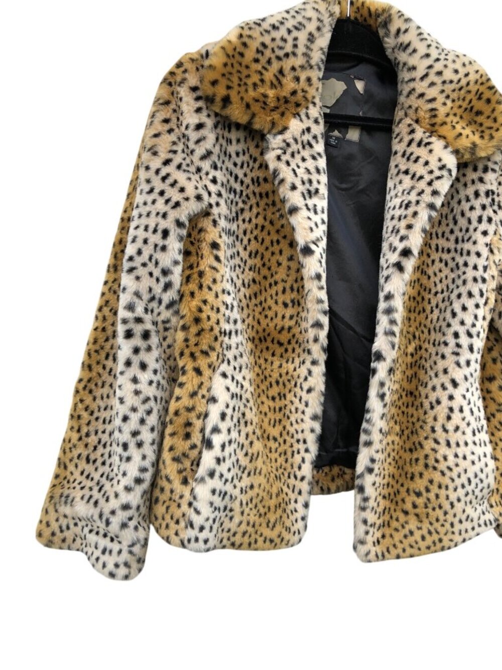 Cole B. Original Coat Cheetah Print Faux Fur Womens M Collar Pockets Jacket - Picture 9 of 12